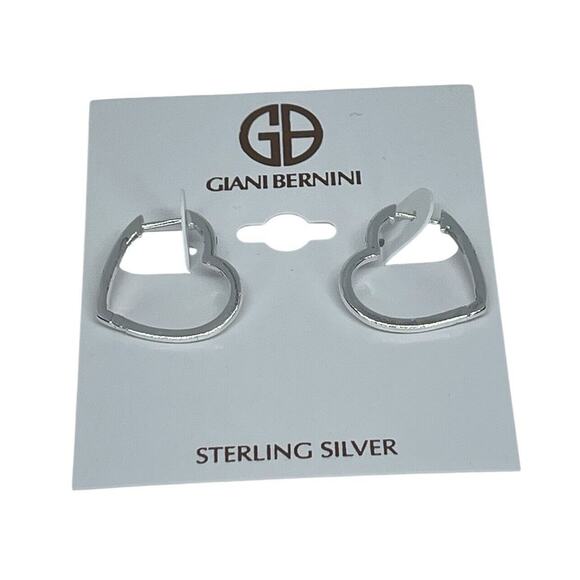 Sterling Silver Heart Hoop Earrings Chic Trendy Fashion Stylish Minimal NWT - Picture 12 of 12